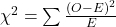 $\chi^2=\sum\frac{\left(O-E\right)^2}{E}$