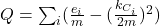 Q=\sum_i(\frac{e_i}{m}-(\frac{k_{C_i}}{2m})^2)